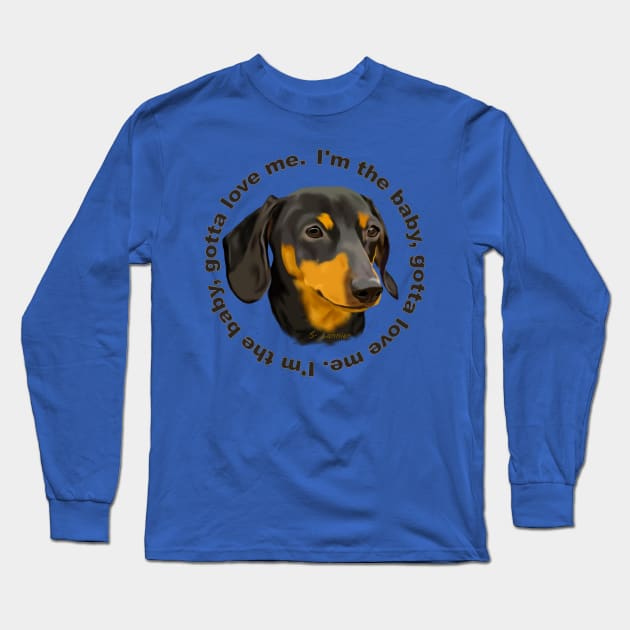 Black and Rust Dachshund Dog Long Sleeve T-Shirt by painteddreamsdesigns